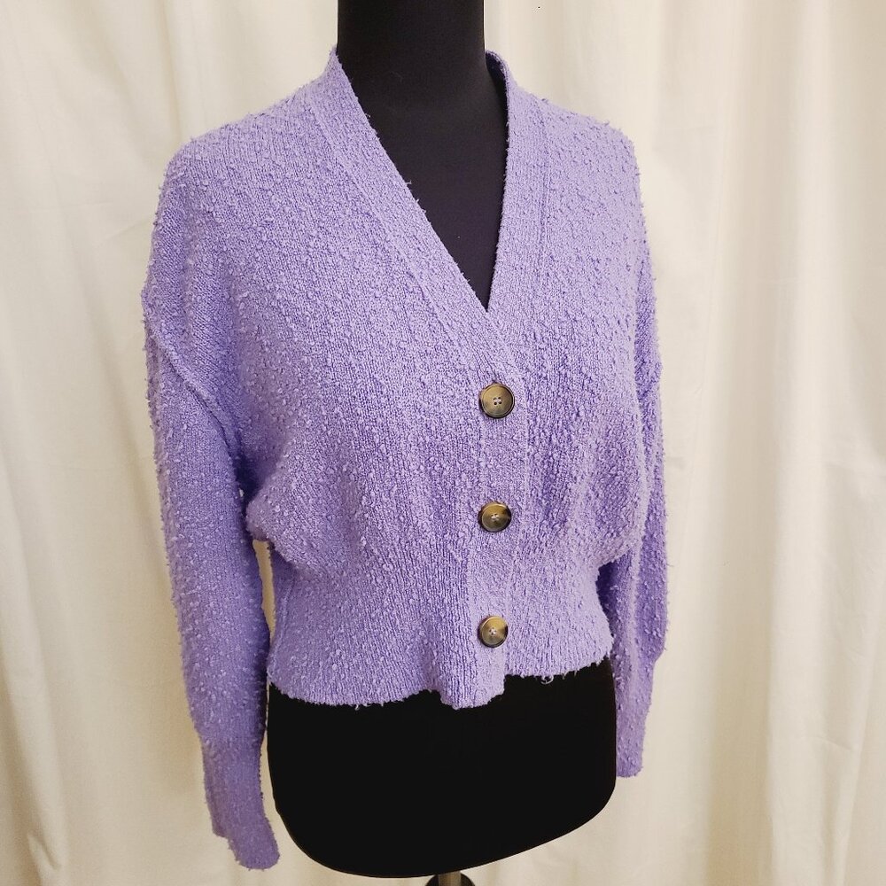 Free People Knubby Knit Lavender Cardigan